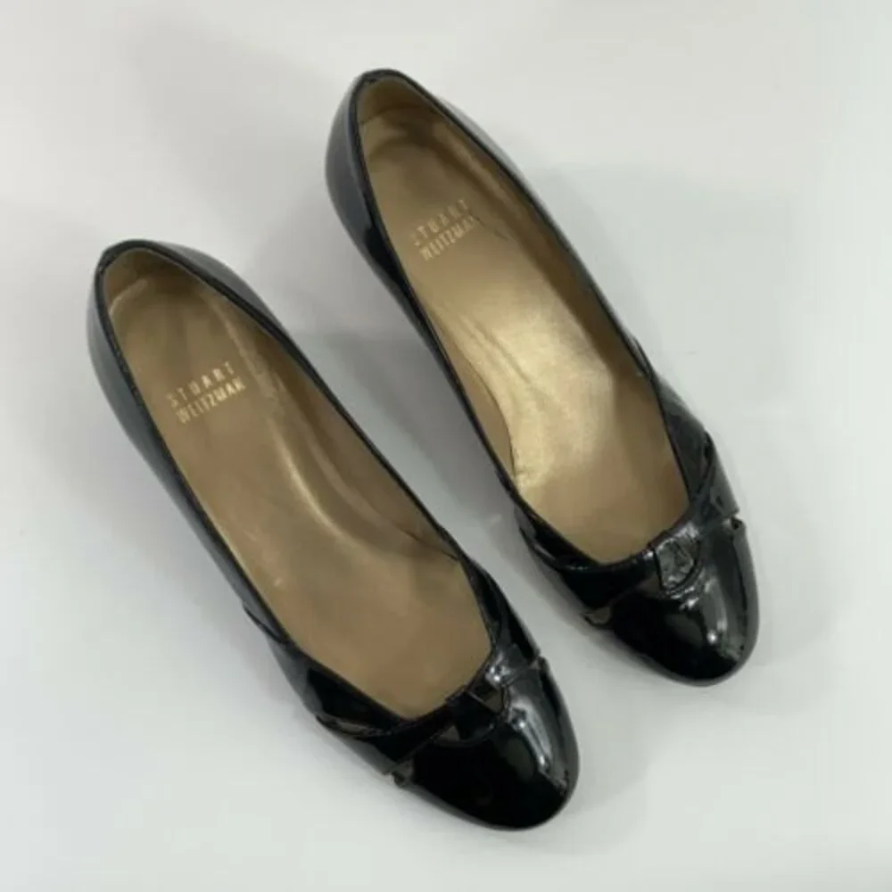 Stuart Weitzman Patent Leather Closed Toe Wedge Dark Green 6.5 - Picture 10 of 11